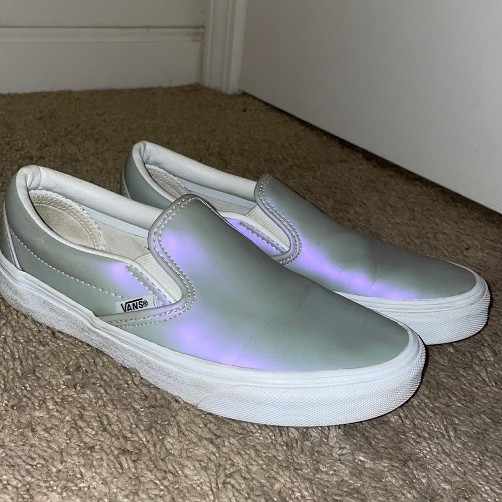 Holographic slip on vans women’s 6, mens 4.5